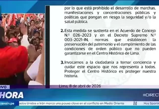 Municipalidad de Lima prohíbe marchas y manifestaciones en el Centro Histórico por protección del patrimonio