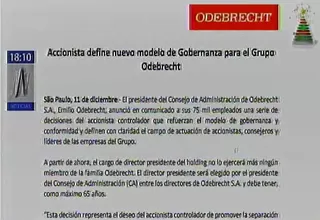 Odebrecht anunció modelo de gobernanza donde director no podrá ser de la familia 