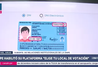 ONPE habilita plataforma para elegir local de votación en 2026