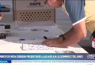 ONPE dispone que miembros de mesa asistan a las 06:00 horas el 7 de junio