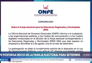 ONPE postergó el inicio de la franja electoral de las elecciones 2026 para setiembre