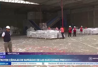 Elecciones 2026: ONPE inicia trituración de cédulas de sufragio