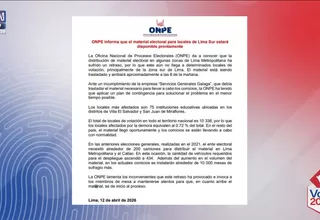 ONPE reporta retraso de material electoral en Lima Sur