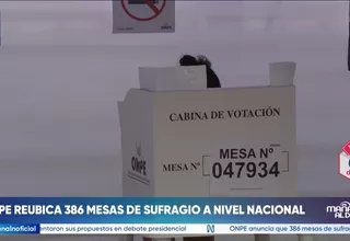 ONPE reasigna 386 mesas de votación a nivel nacional para la segunda vuelta