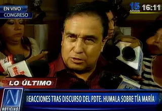 Fredy Otárola: Mensaje de Humala muestra el respeto al estado de derecho en Tía María