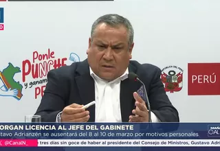 Otorgan licencia sin goce de haber a Gustavo Adrianzén