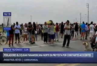 Panamericana Norte: pobladores bloquean dos kilómetros de la vía en Supe