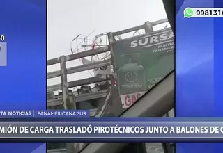 Panamericana Sur: conductor traslada balones de gas y pirotécnicos en el mismo vehículo