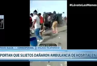 Paro agrario en Ica: Manifestantes quemaron una ambulancia en la Panamericana Sur