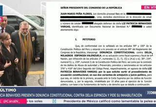 Patricia Benavides denuncia a Delia Espinoza y pide inhabilitarla