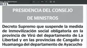 PCM suspende la inmovilización social en tres provincias - Noticias de pcm
