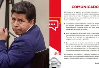 Pedro Castillo: Minjus explica por qué rechazó pedido de indulto