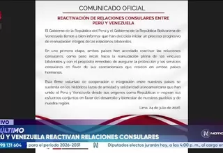 Cancillería anuncia reanudación de relaciones consulares con Venezuela
