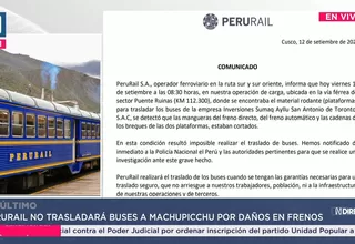 PeruRail suspende traslado de buses a Machu Picchu