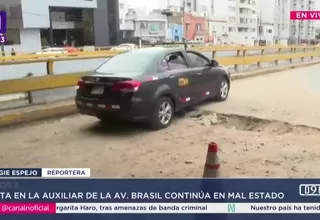 Pista en la auxiliar de la avenida Brasil continúa en mal estado