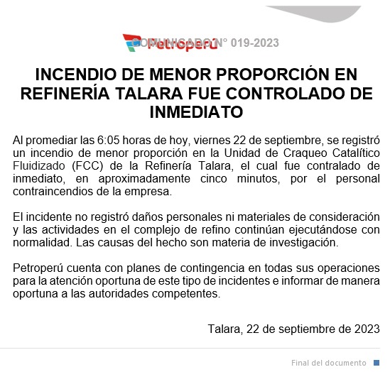 Comunicado de Petroperú