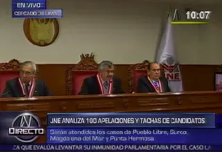 Pleno del JNE revisa apelaciones a tachas contra candidatos