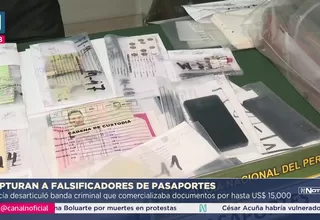 PNP desarticula red de falsificadores de pasaportes en Lima