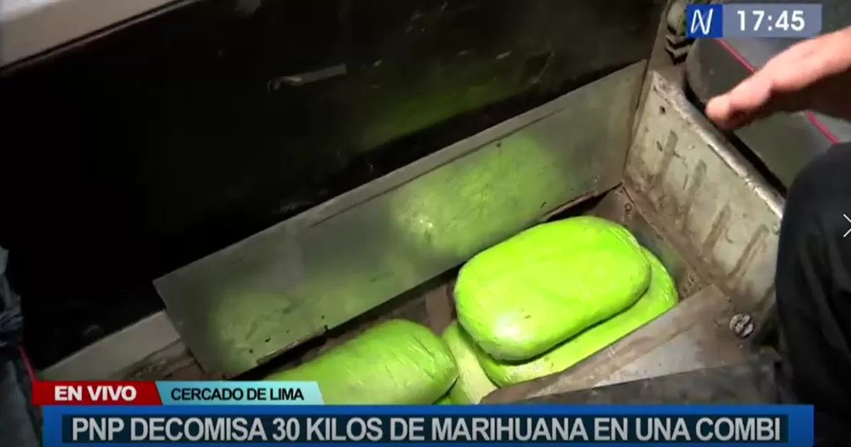 PNP halla 30 kilogramos de marihuana en combi