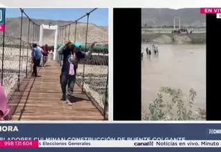 Pobladores de Ocucaje construyen puente colgante tras cinco años de aislamiento