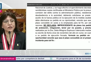 Poder Judicial rechaza pedidos de aclaración de Delia Espinoza