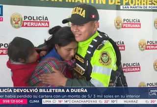 Policía encuentra y devuelve billetera con 3 mil soles a madre