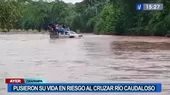 Ponen en riesgo sus vidas al cruzar un caudaloso río - Noticias de Oxapampa