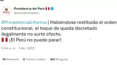 Presidencia del Perú se pronuncia sobre el toque de queda - Noticias de somos-peru