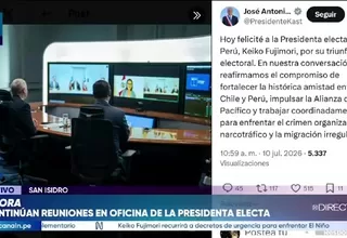 Presidente de Chile, José Antonio Kast, felicitó a la presidenta electa Keiko Fujimori