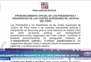 Presidente de Cortes Superiores rechazan denuncias de congresistas ante la JNJ