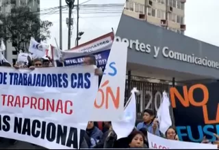 Protesta de trabajadores del Ministerio de Transportes y Comunicaciones