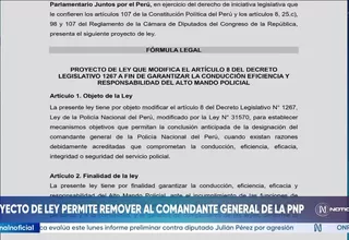 Proyecto busca cambiar causales de cese del comandante de la PNP