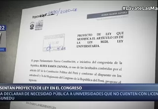 Proyecto de ley plantea declarar de necesidad pública a universidades que no cumplan con licenciamiento