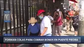 Puente Piedra: Beneficiarios del bono de S/600 hacen colas en agencia del Banco de la Nación - Noticias de bono-familiar-universal