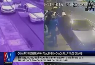 Raqueteros: cámaras de seguridad captan asaltos en Los Olivos y Chacarilla