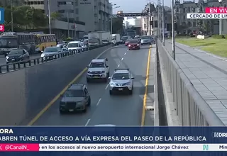 Reabren túnel de acceso a Vía Expresa del Paseo de la República