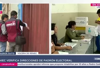 Reniec verifica domicilios tras tachas al padrón electoral 2026