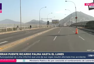 Rímac: Cierran puente Ricardo Palma hasta el 14 de octubre