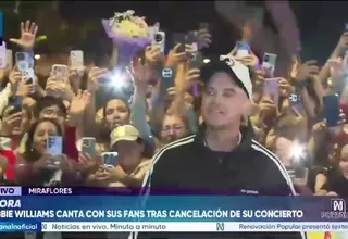 Robbie Williams salió de su hotel y ofreció pequeño concierto tras la cancelación del show