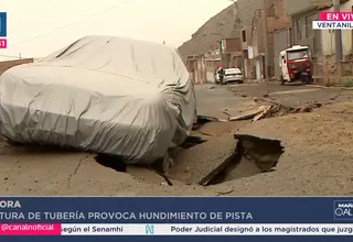 Rotura de tubería provoca hundimiento de pista en Ventanilla