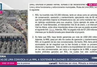Rutas de Lima convoca a MML a sostener reuniones de coordinación