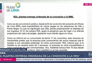 Rutas de Lima plantea entrega de concesión por suspensión de peajes