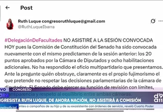 Ruth Luque anuncia que no asistirá a sesión de la Comisión de Constitución por pedido de facultades