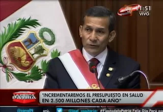 Humala: presupuesto en salud se incrementará S/. 2 mil 500 millones cada año