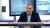 Salvador del Solar descarta que vaya a ser candidato a la presidencia de la República - Noticias de presidencia