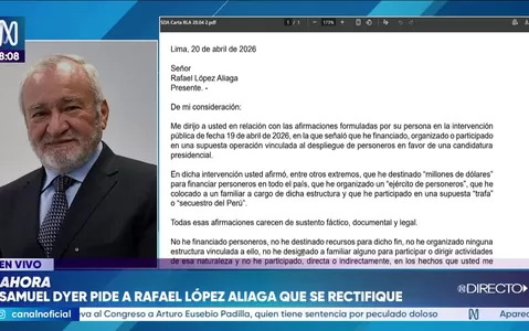 Samuel Dyer: Exige rectificación a Rafael López Aliaga