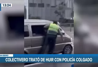 San Isidro: Policía de tránsito aferrado a colectivo en fuga durante operativo