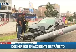 SJL: Choque de auto contra motocicleta dejó dos heridos en la Av. Wiesse 