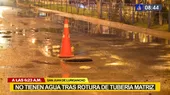 San Juan de Lurigancho: Rotura de tubería matriz generó aniego en Canto Rey - Noticias de aniego
