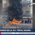 San Mart&iacute;n de Porres: Bus de transporte p&uacute;blico se incendi&oacute; en avenida T&uacute;pac Amaru